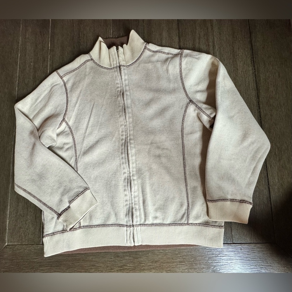 Tommy Bahama Sweater Cream Zip-Up Jacket